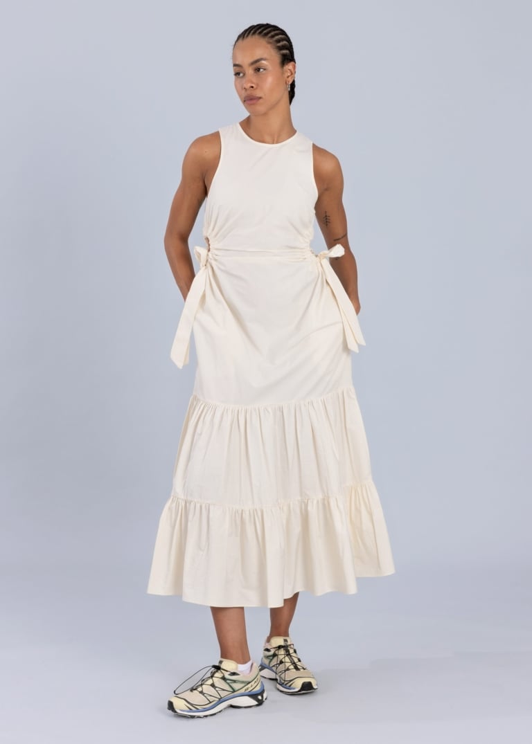 Tiered Cotton Cut-Out Maxi Dress