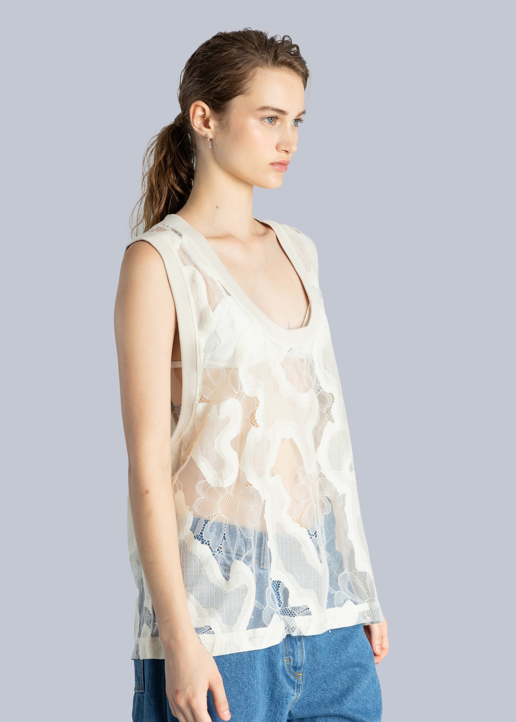 トップス framework ESTHE OVERSIZED SHEER LACE Oversized Sheer Lace Shirt • ESTHE