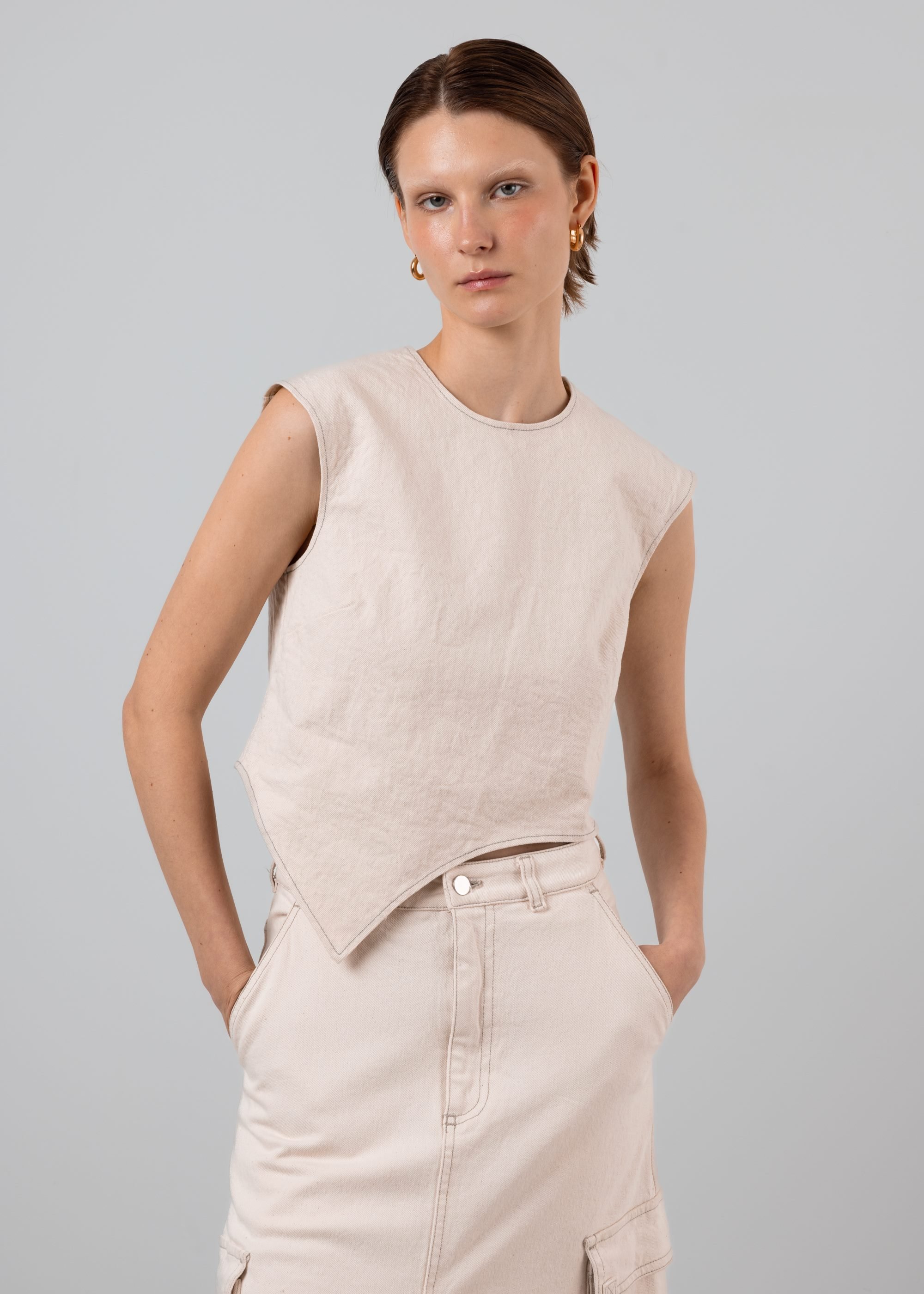 Asymmetric Denim Top