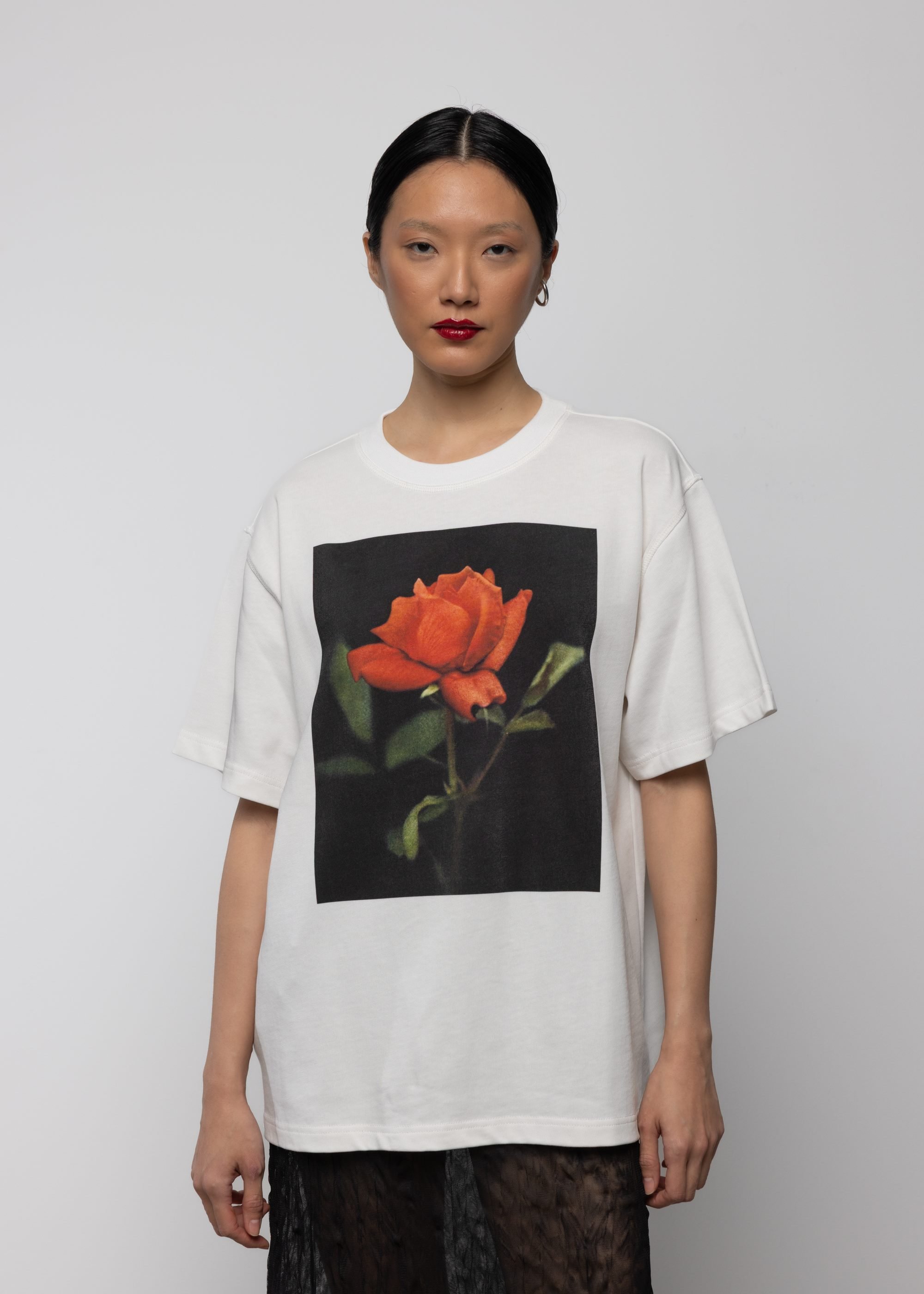 Rose Print Cotton T-Shirt
