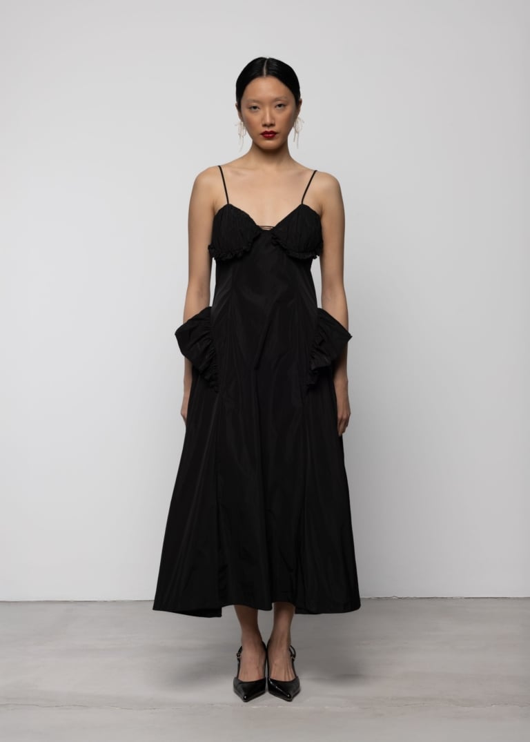 Taffeta Cut-out Slip Dress