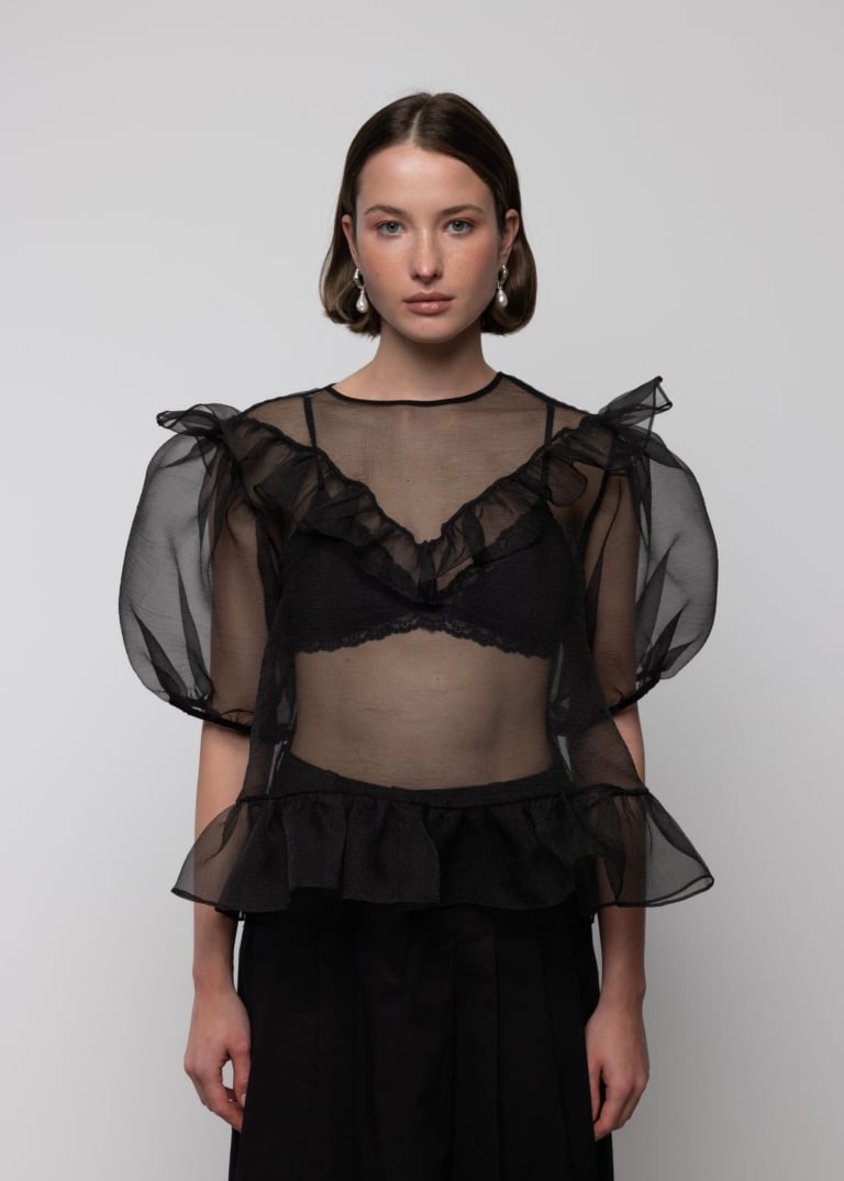 Organza Balloon Sleeve Top