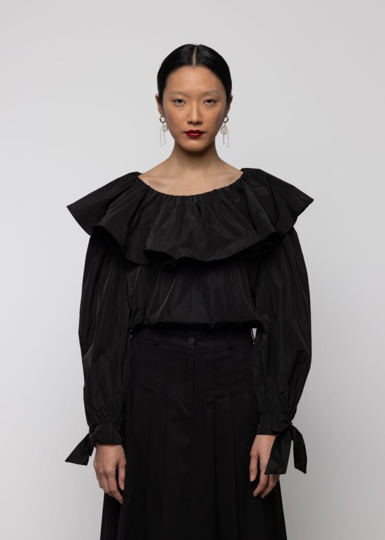 Ruffle Taffeta Top