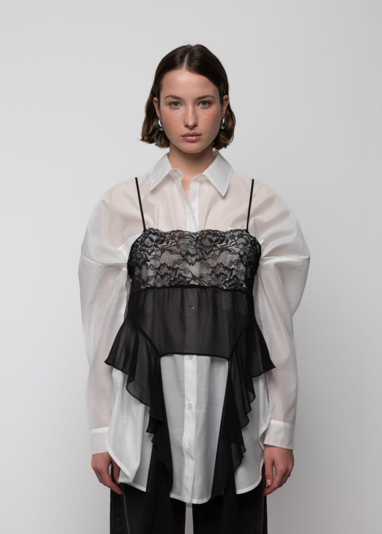 Lace Sheer Top with Frills