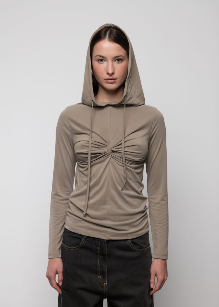 Twist Detail Hooded Top