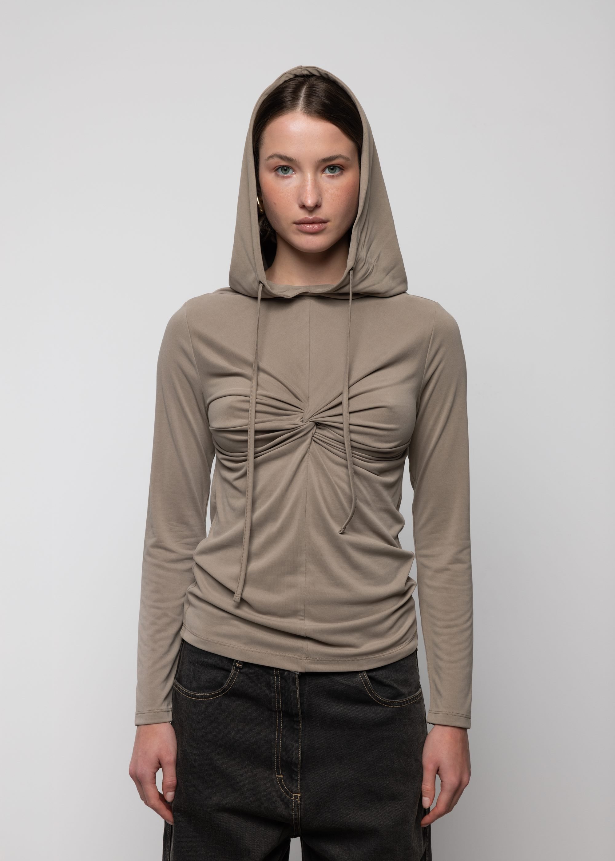 Twist Detail Hooded Top