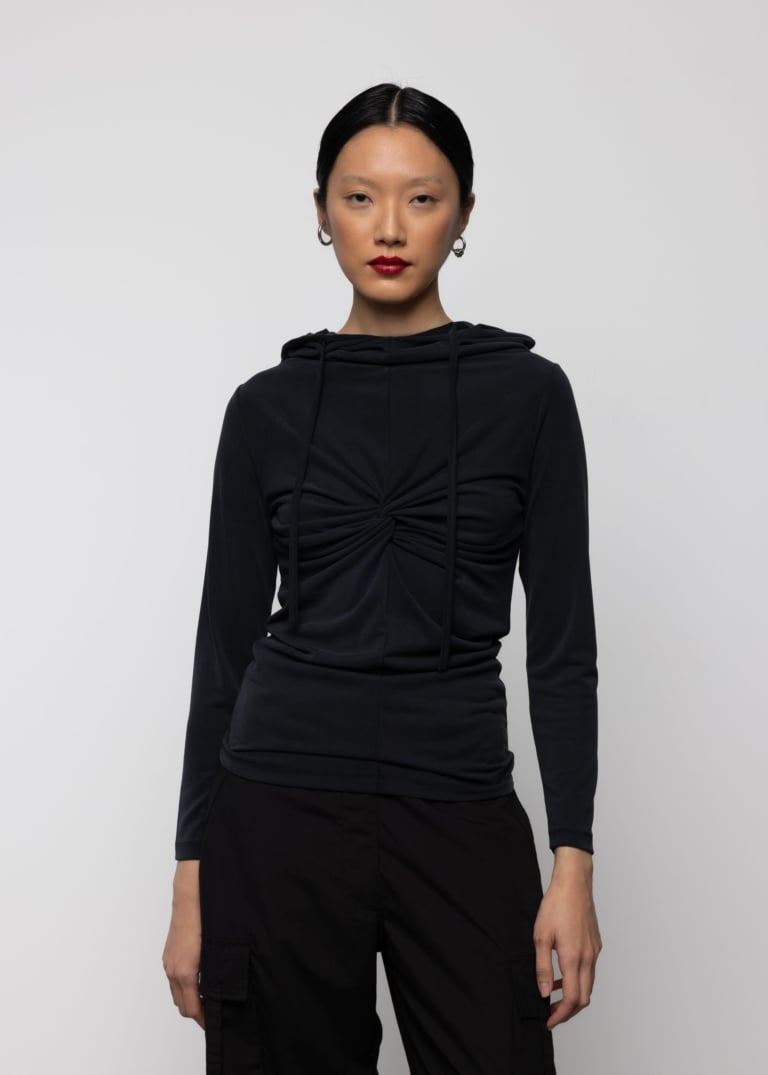 Twist Detail Hooded Top