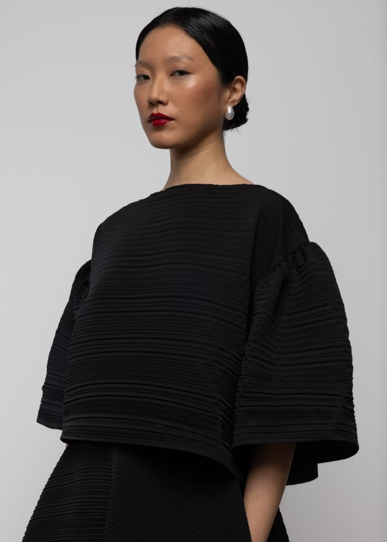 Pleated Bell Sleeve Top