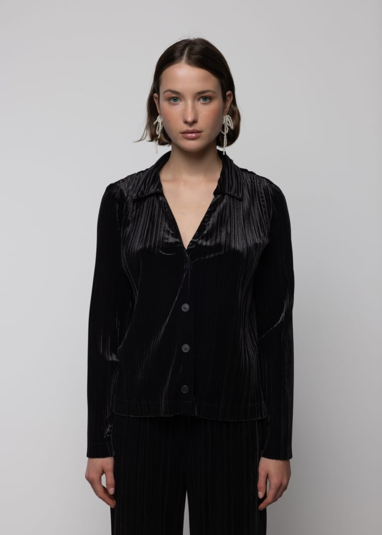 Velvet Pleated Shirt