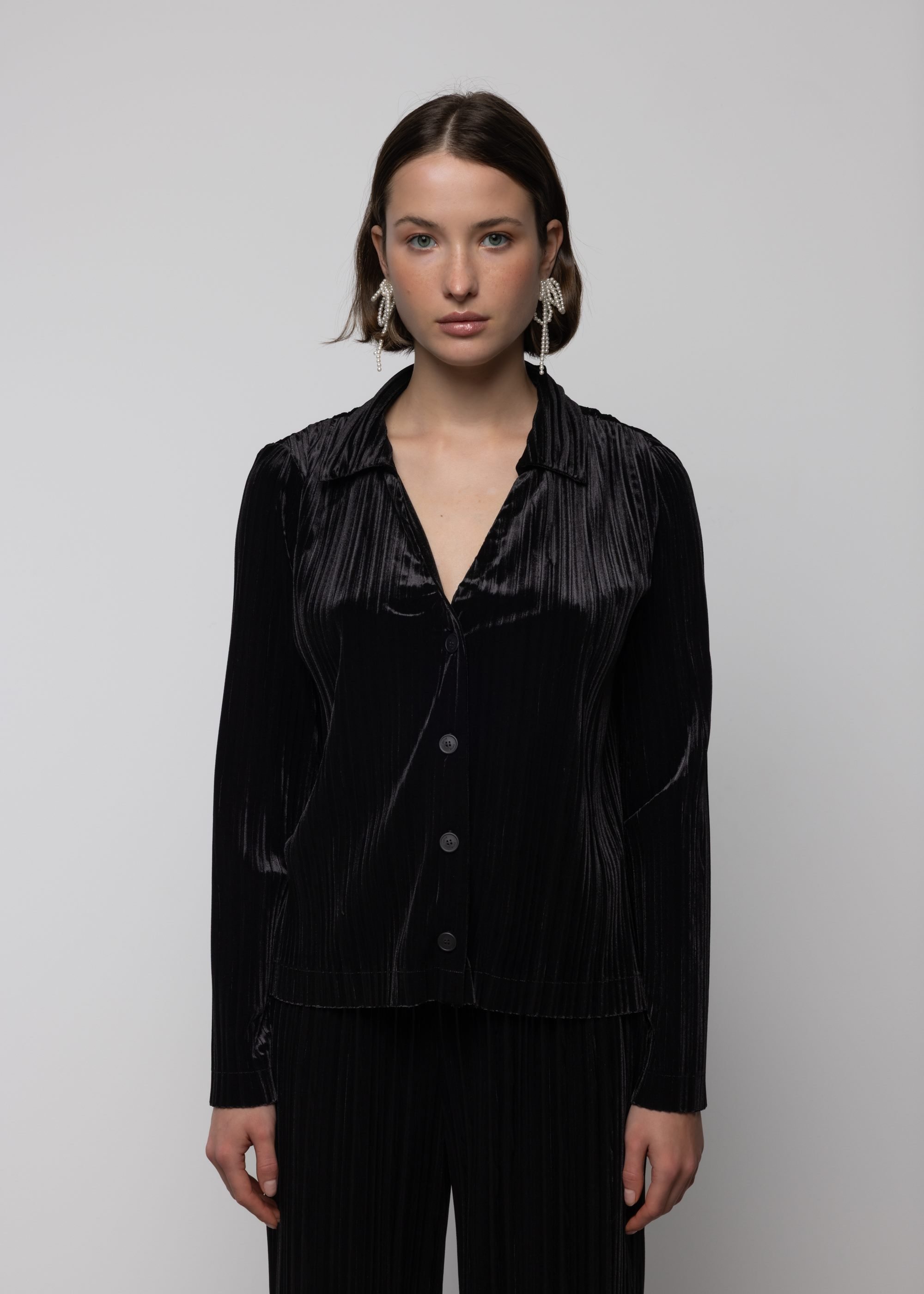 Velvet Pleated Shirt