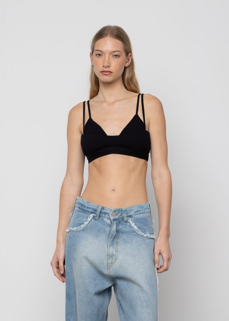 Double Layered Ribbed Bralette