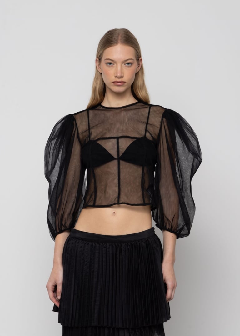Tulle Volume Sleeve Corset Top