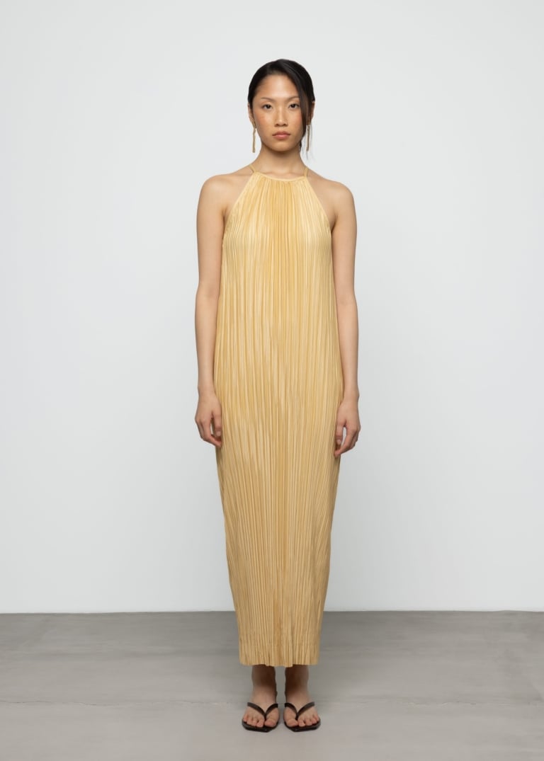 Pleated Halter Maxi Dress