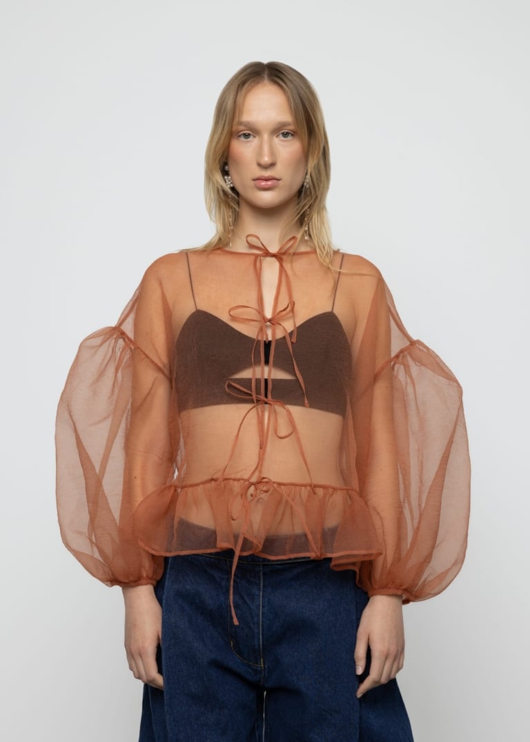 Volume Organza Bow Top
