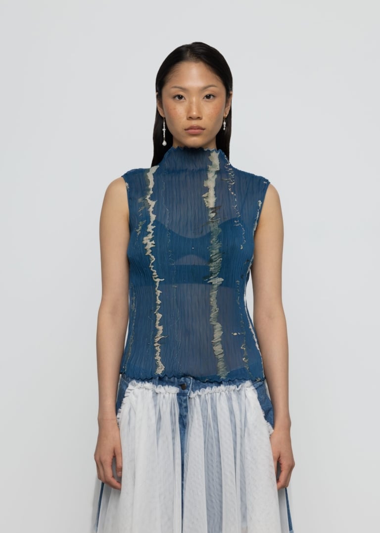 Chiffon Pleated Sleeveless Blouse