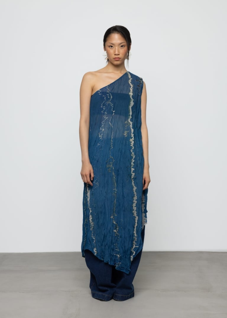 One Shoulder Crinkle Dress