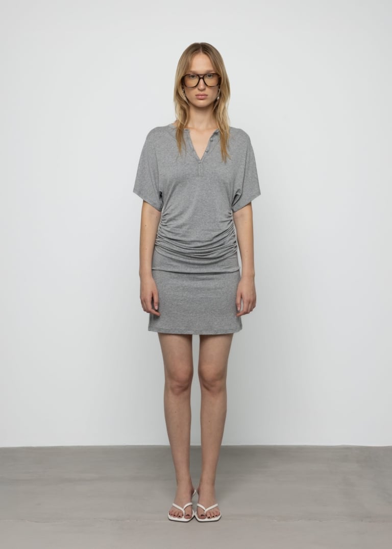 T-Shirt Gathered Waist Mini Dress