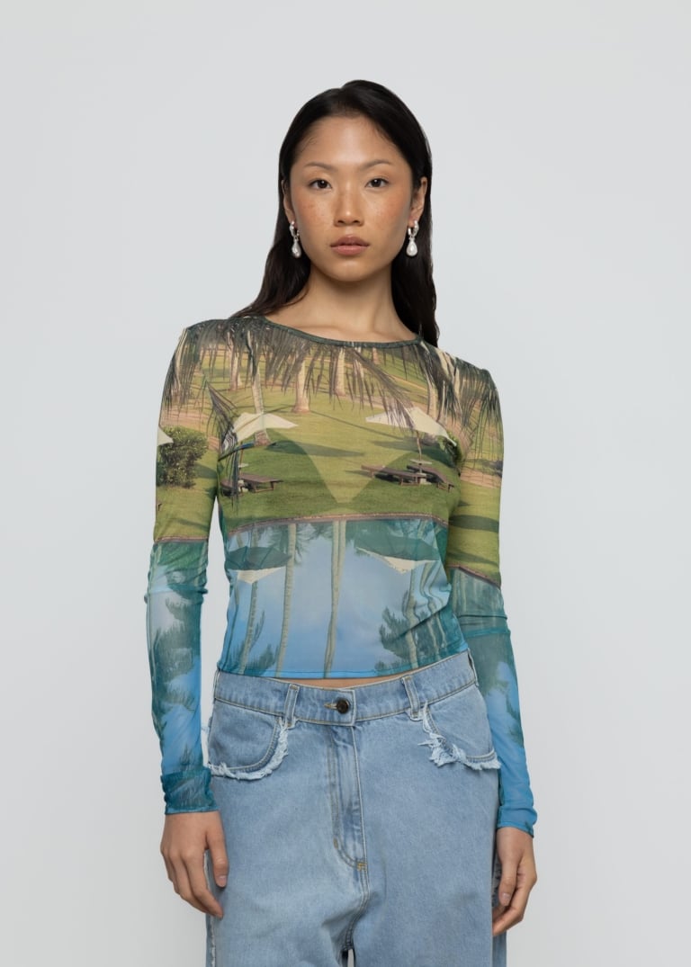 Mesh Long Sleeve Top