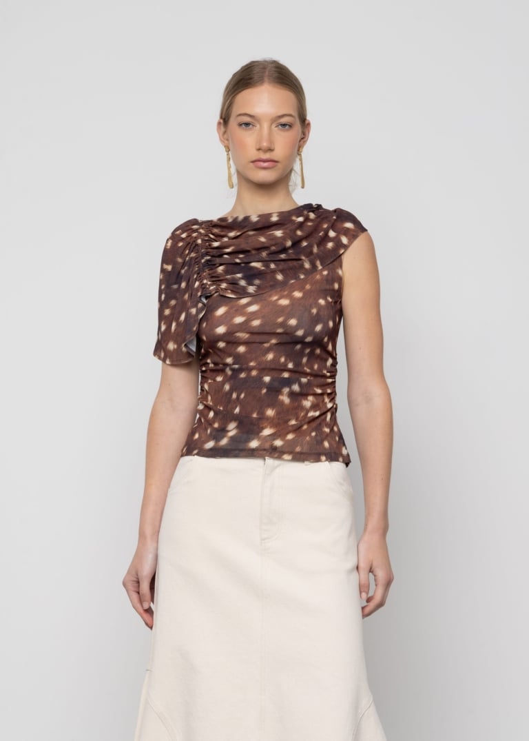 Draped Printed Top