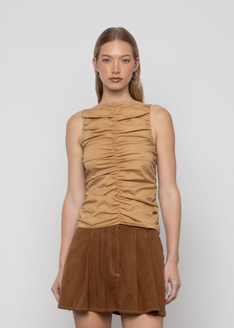 Gathered Sleeveless Top