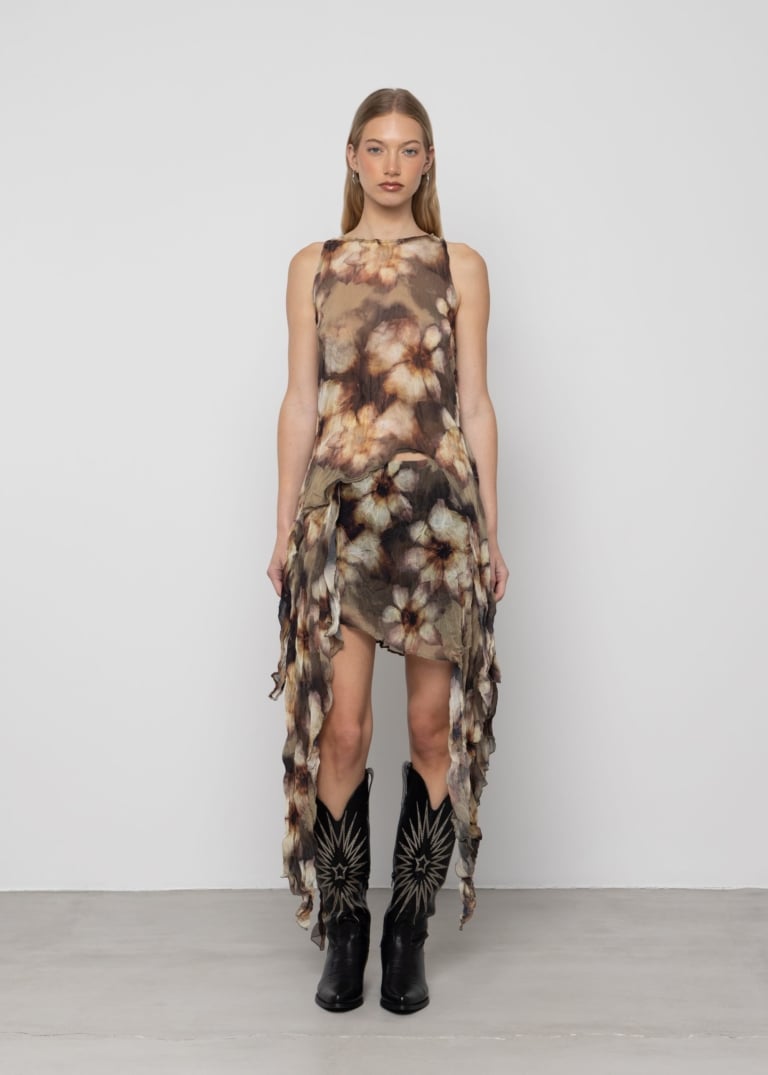 Printed Asymmetric Skirt