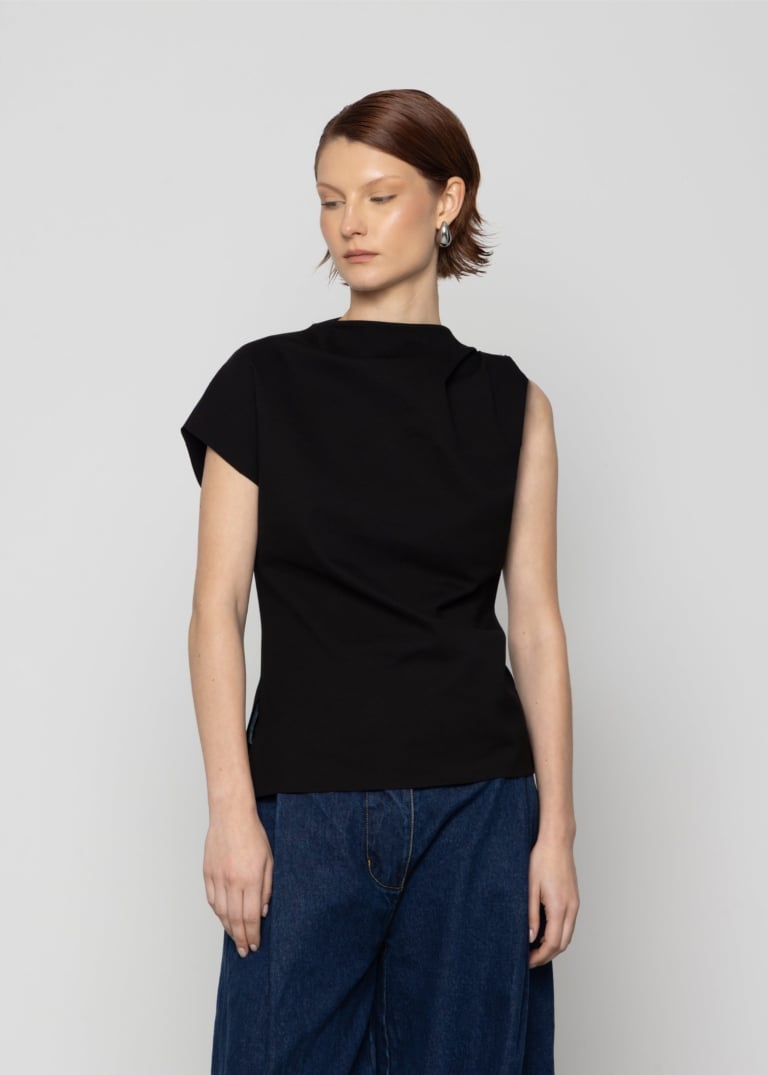Asymmetric Draped One-Shoulder Top