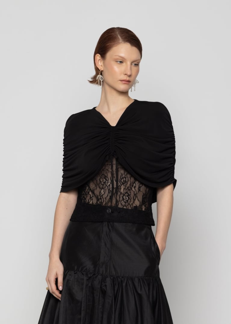 Lace Mix Cape Top