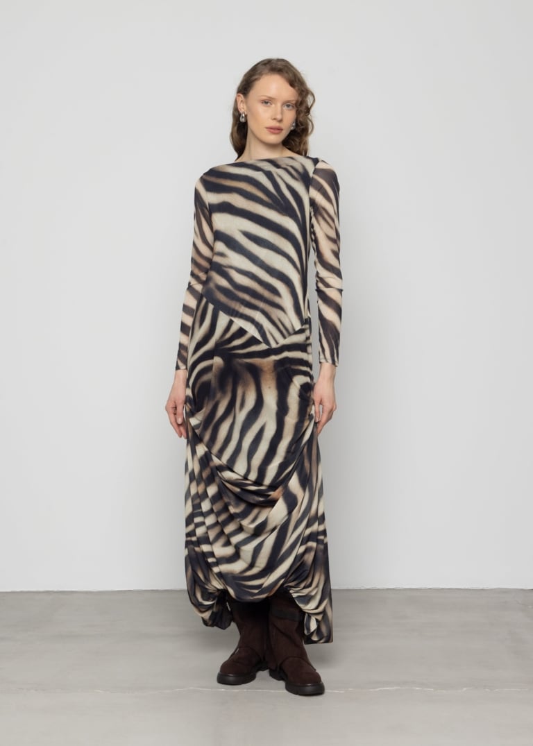 Printed Balloon Maxi Dress