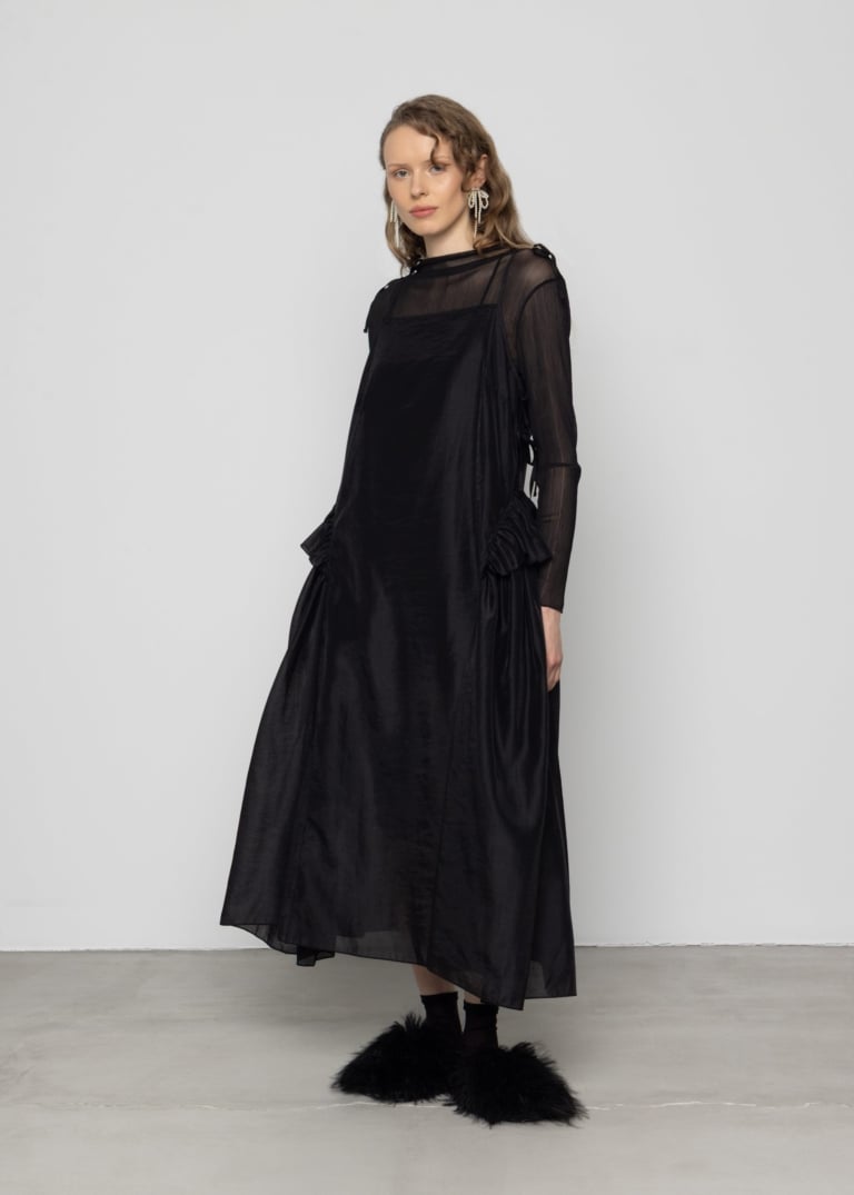 Side-Tie Gathered Maxi Dress