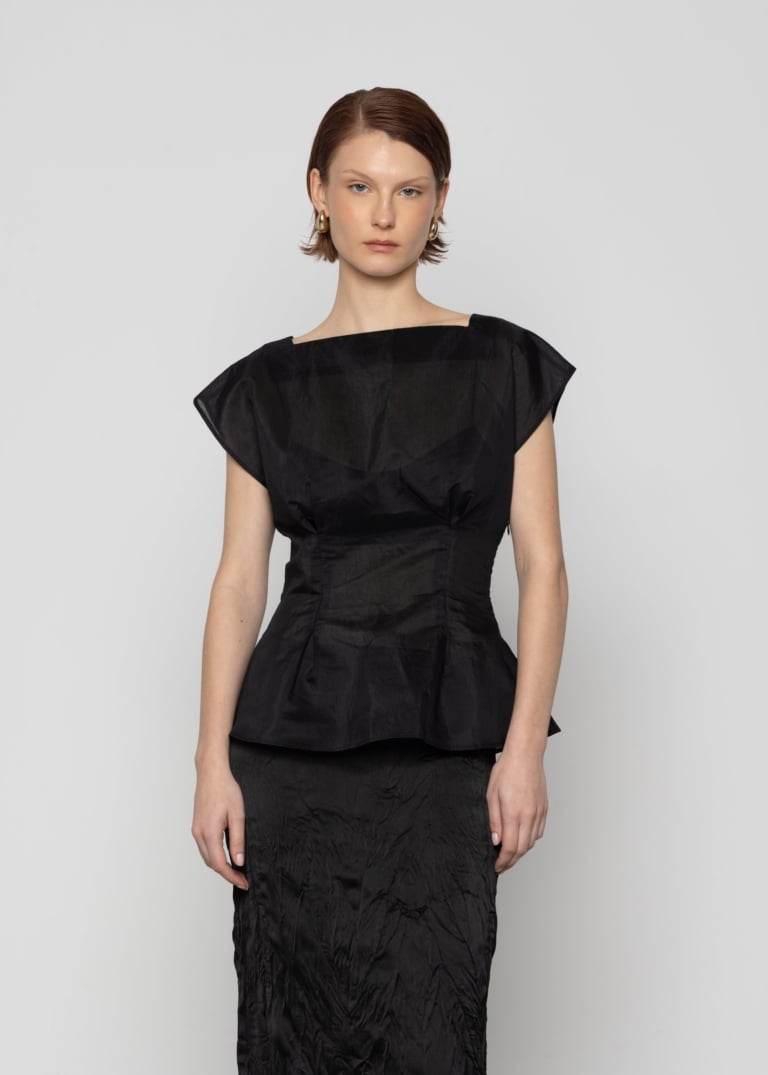 Square-Neck Sheer Fitted Top