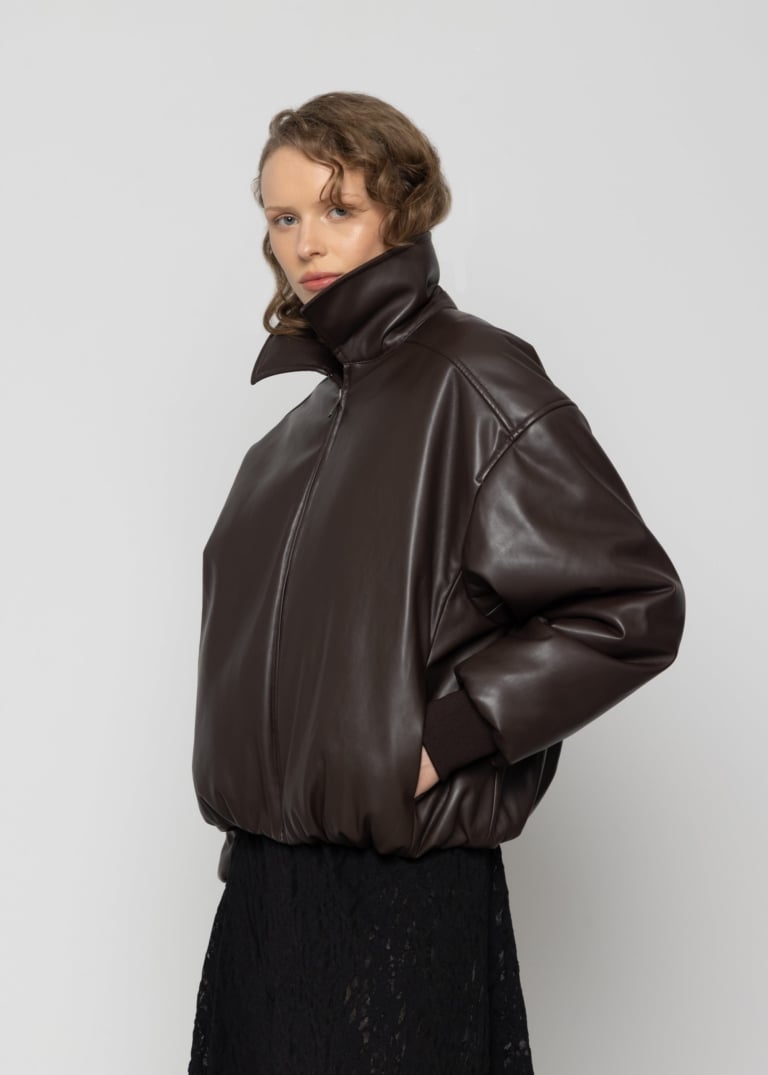 Oversized Leather Balloon Jacket
